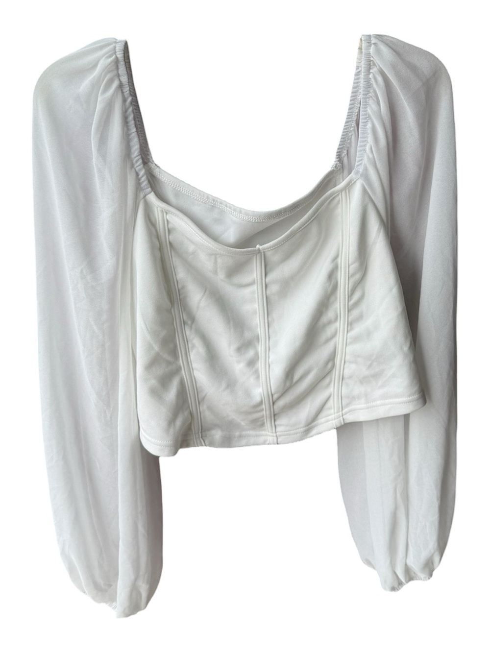 SHEIN White Puff-Sleeve Corset Crop Top